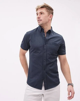 Short-Sleeve Piqué Cotton Shirt