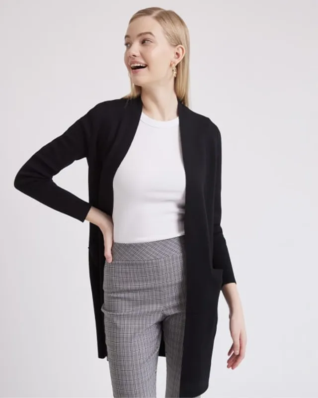 Long-Sleeve Buttoned-Down Bouclé Cardigan