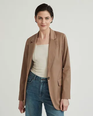 Twill Oversized One-Button Blazer
