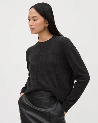 Long-Sleeve Crew-Neck Cashmere-Blend Sweater