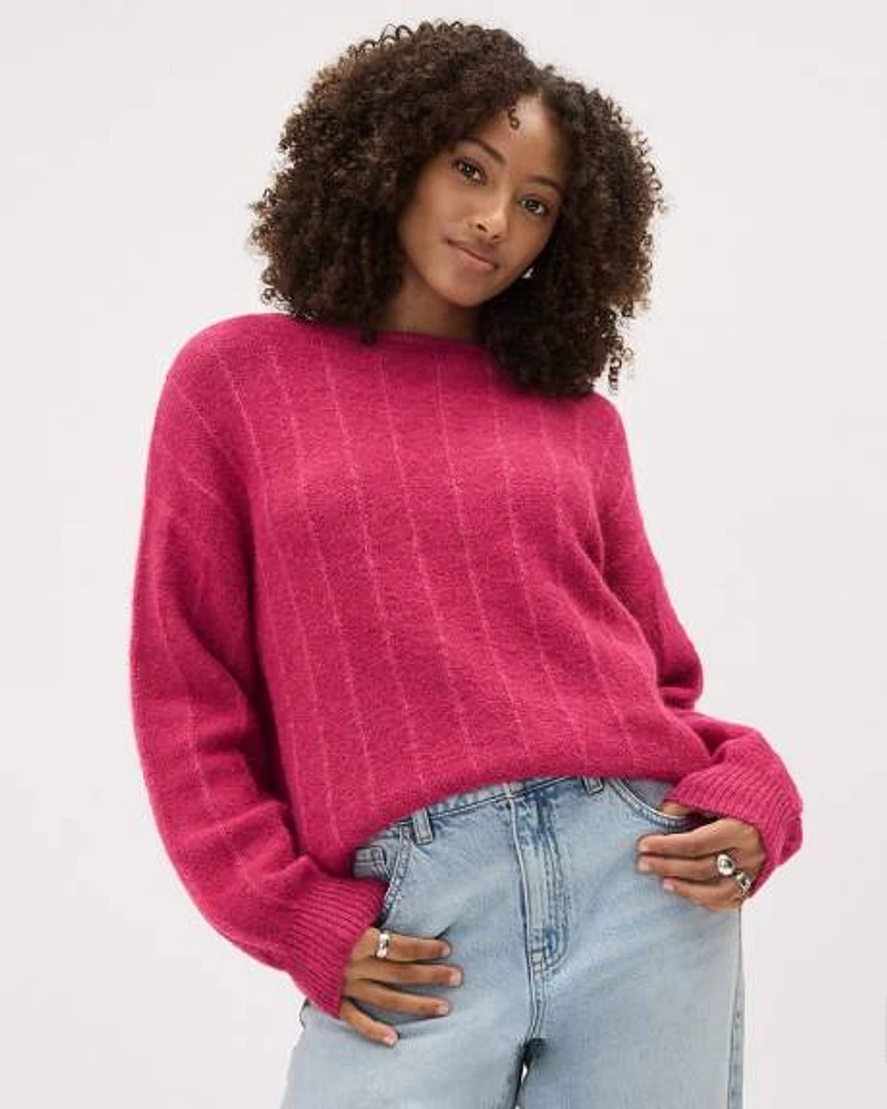 Long-Sleeve Crew-Neck Alpaca-Blend Sweater