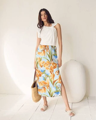 High-Rise A-Line Midi Skirt