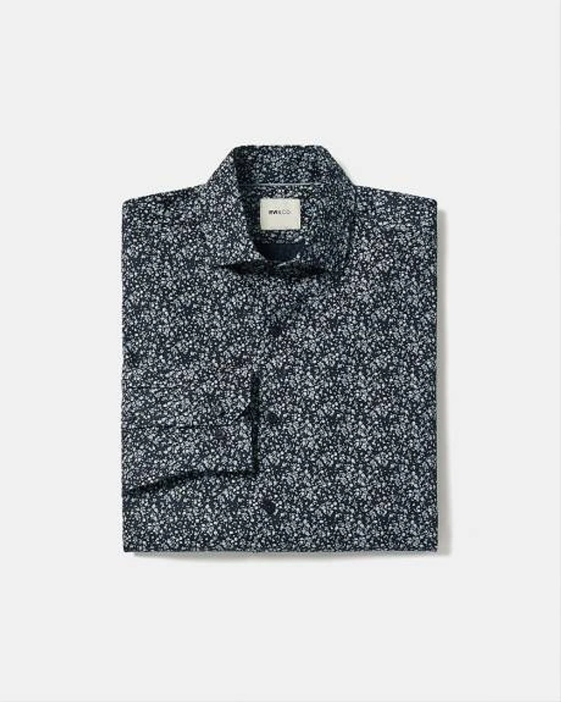 Slim-Fit Dress Shirt with Floral Pattern