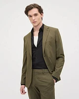 Slim-Fit Dark Olive Suit Blazer