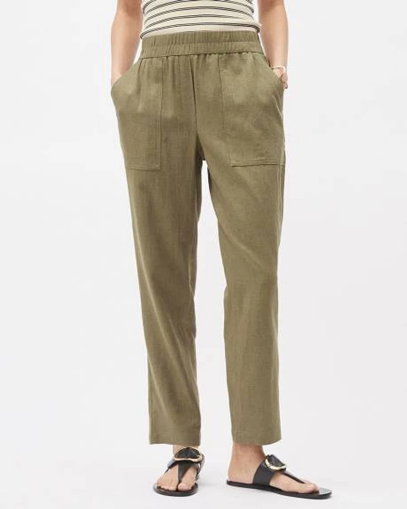 Mid-Rise Straight-Leg Linen Jogger