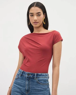 Short-Sleeve Top with Asymmetrical Neckline