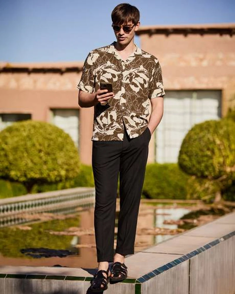 Pleated Tapered-Leg City Pant