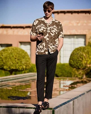 Pleated Tapered-Leg City Pant