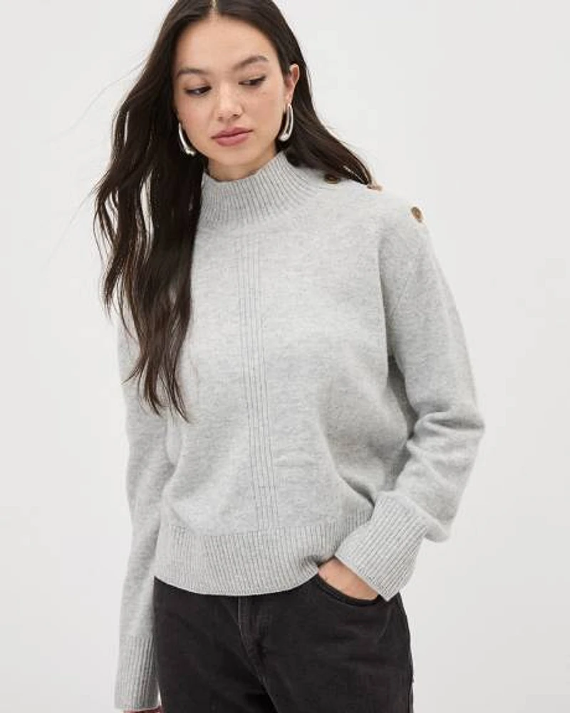 Long-Sleeve Mock-Neck Merino Sweater