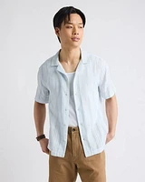 Chemise Texturée à Manches Courtes et Col Camp