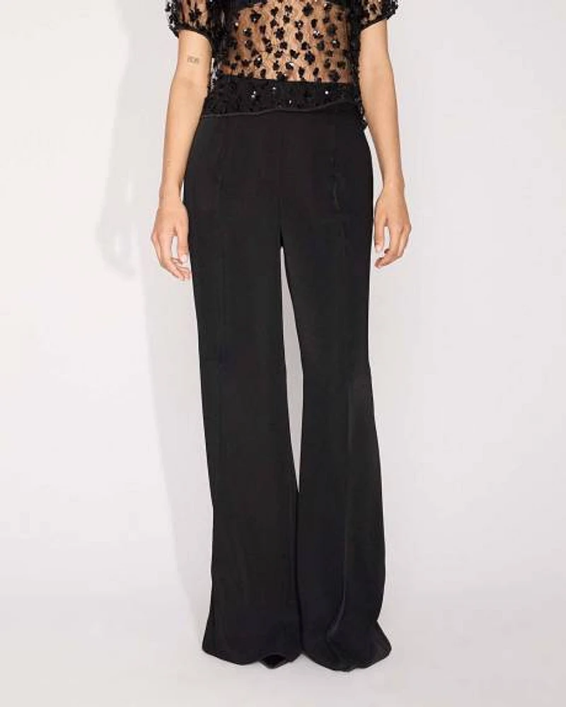 Satin High-Rise Wide-Leg Pant