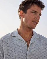 Short-Sleeve Camp-Collar Shirt with Embroidered Details