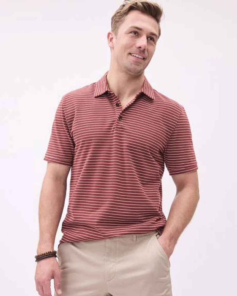 Striped Short-Sleeve Pique Polo