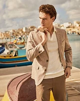 Solid Slim-Fit Linen-Blend Blazer