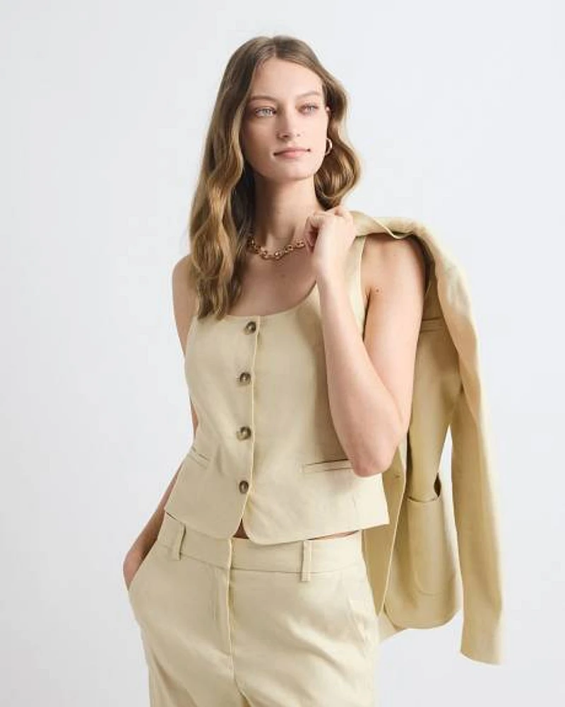 Short Linen-Blend Vest