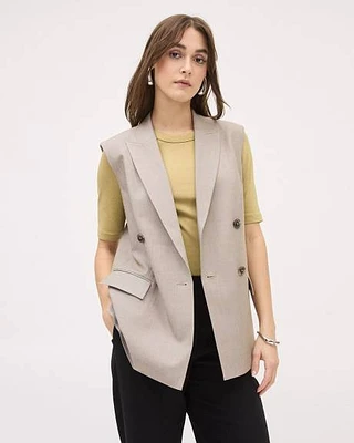 Veste Taupe Longue Sans Manches