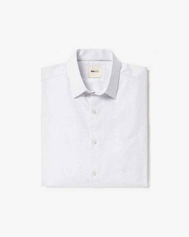 Slim-Fit Dress Shirt with Tonal Foliage Print