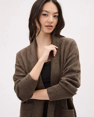 Long-Sleeve Spongy Open Cardigan