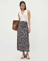 Printed Satin High-Rise A-Line Maxi Skirt