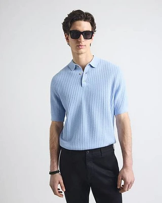 Pull Polo Texturé à Manches Courtes