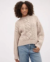 Long-Sleeve Crew-Neck Cable-Stich Sweater