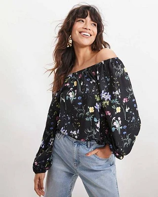 Off-the-Shoulder Long-Sleeve Blouse