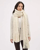 Cable-Knit Scarf with Fringes