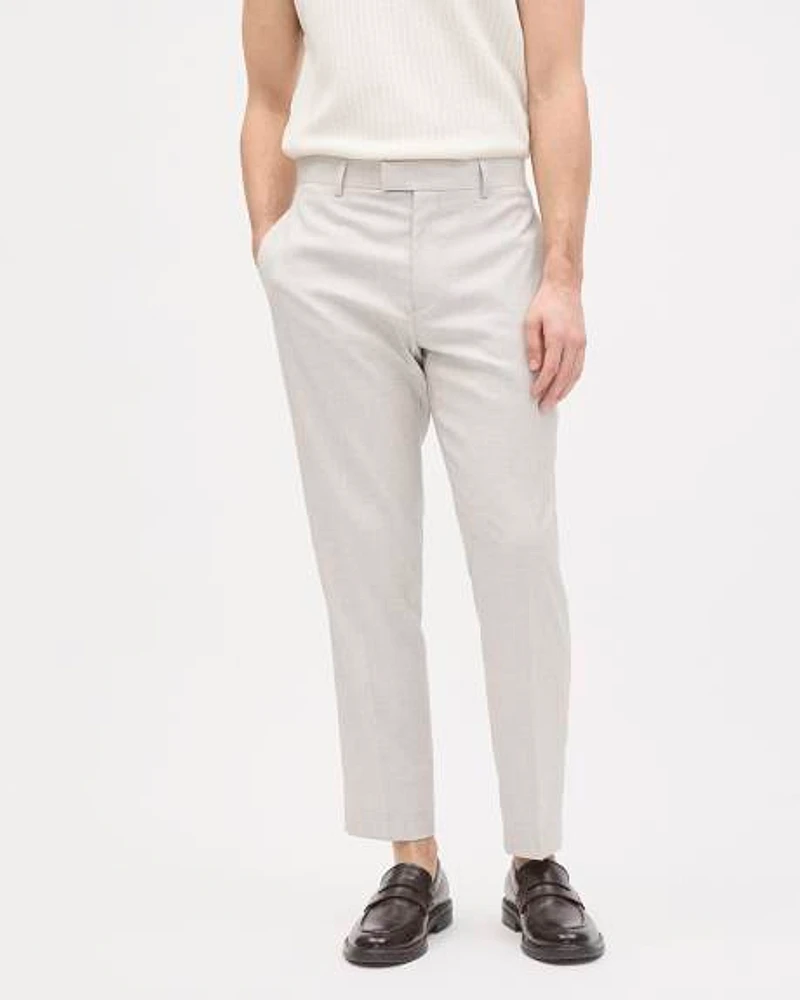 Pleated Tapered-Leg Light Grey Suit Pant