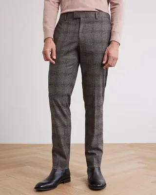 Slim-Fit Grey Checkered Suit Pant