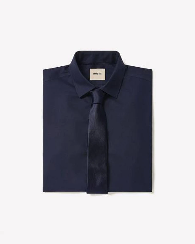 Slim-Fit Solid Cotton Modal Dress Shirt