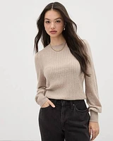 Long-Sleeve Crew-Neck Cashmere-Blend Sweater