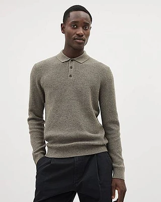 Long-Sleeve Wool-Blend Polo Sweater