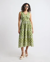 Sleeveless V-Neck Maxi Dress with Eyelets