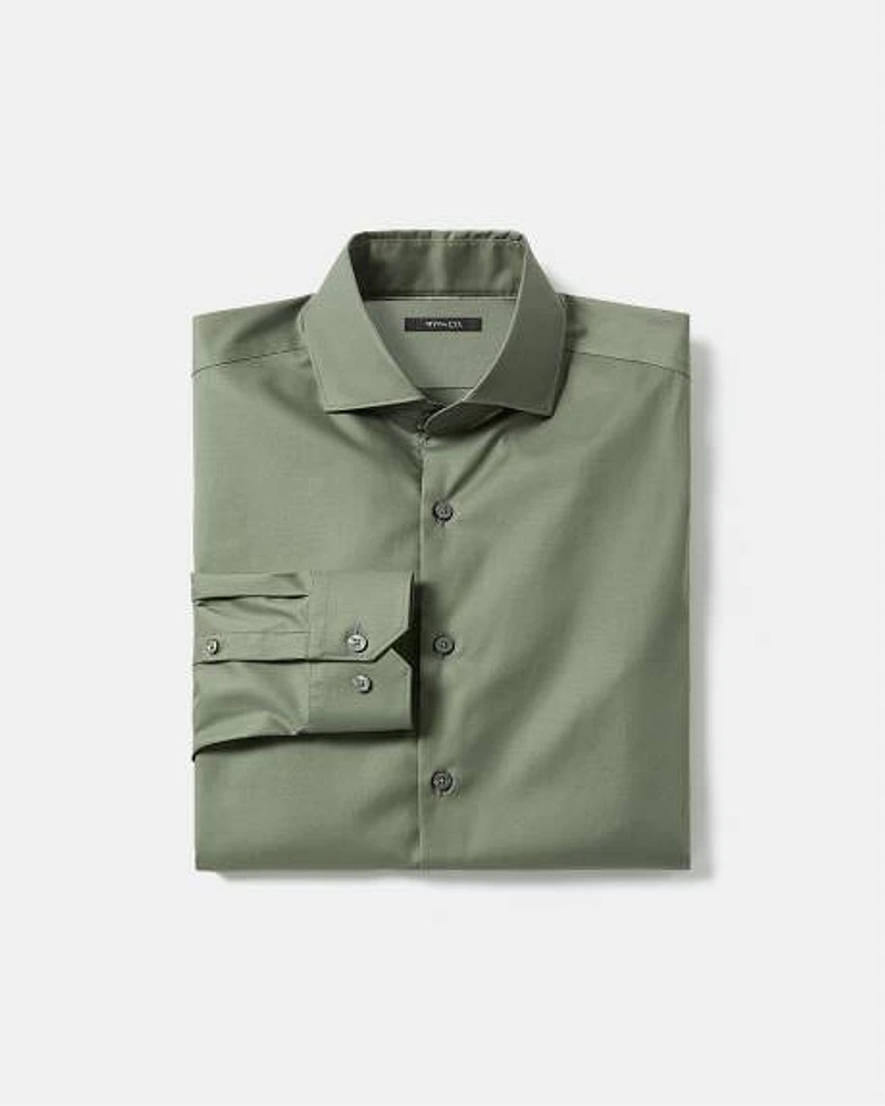 Slim-Fit Solid Sateen Dress Shirt