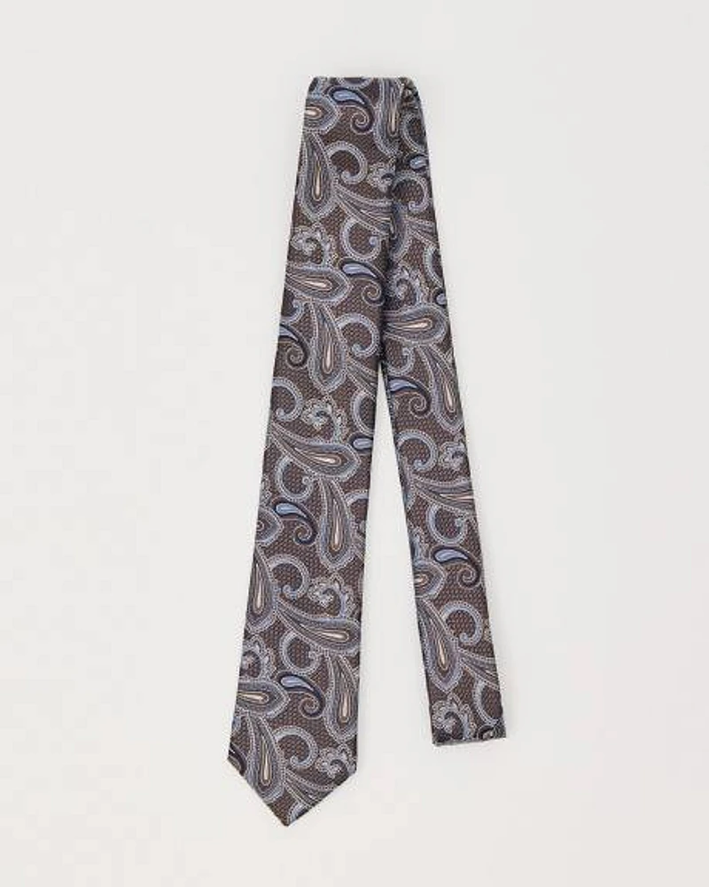 Brown Skinny Tie with Paisley Pattern