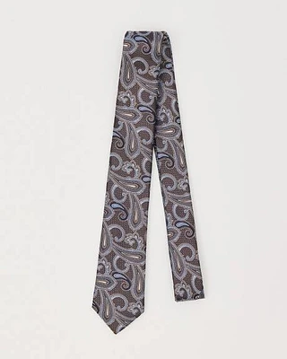 Brown Skinny Tie with Paisley Pattern