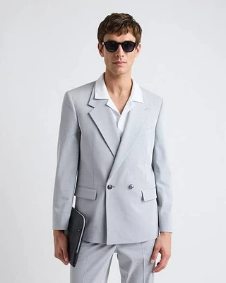 Veston de Complet Décontracté Gris Pâle à Boutonnage Double