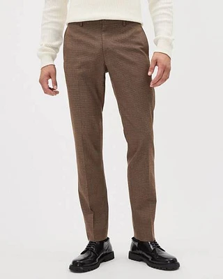 Pantalon de Complet à Pied-de-Poule Bronze Coupe Étroite