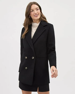 Black Double-Breasted Caban Wool Coat