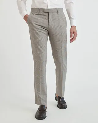 RW&Co Tailored Fit Stretch Beige Checkered Suit Pant men