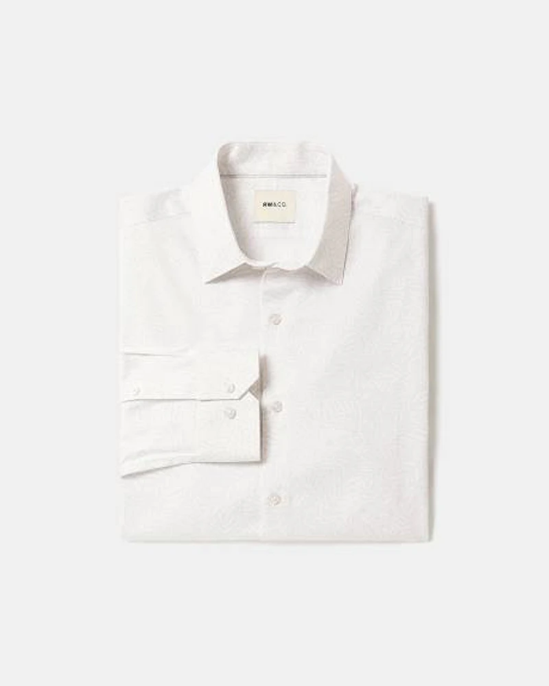 Chemise Habillée à Coupe Étroite Motif Feuillagé Ton sur