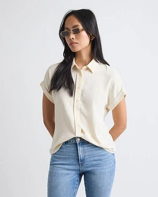 Short-Sleeve Buttoned-Down Blouse