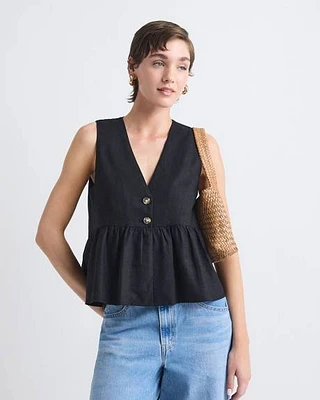Blouse Péplum Sans Manches à Col V