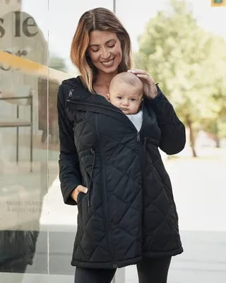 RW&CO. - Quilted Coat with Belly Extender Thyme Maternity Black