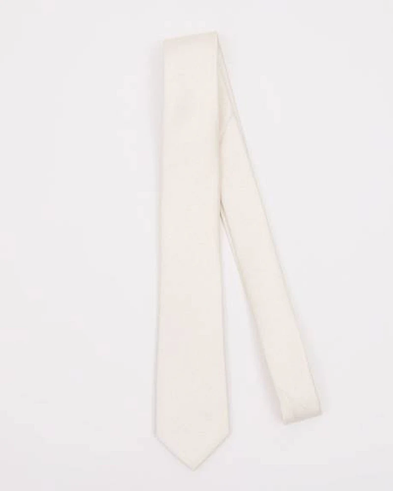 Skinny White Tie with Metallic Fibres