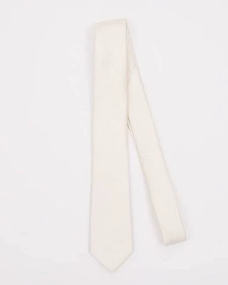 Skinny White Tie with Metallic Fibres