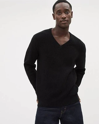 Long-Sleeve Low V-Neck Sweater