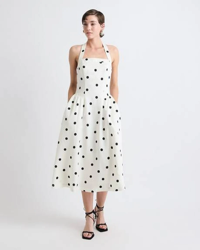 Sleeveless Midi Cocktail Dress with Halter Neckline