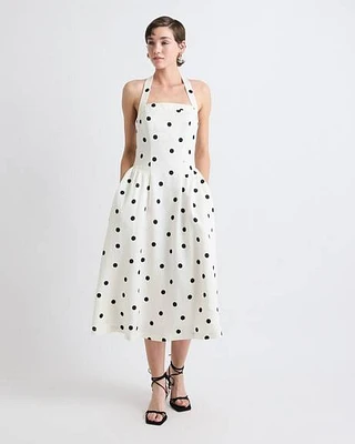 Sleeveless Midi Cocktail Dress with Halter Neckline