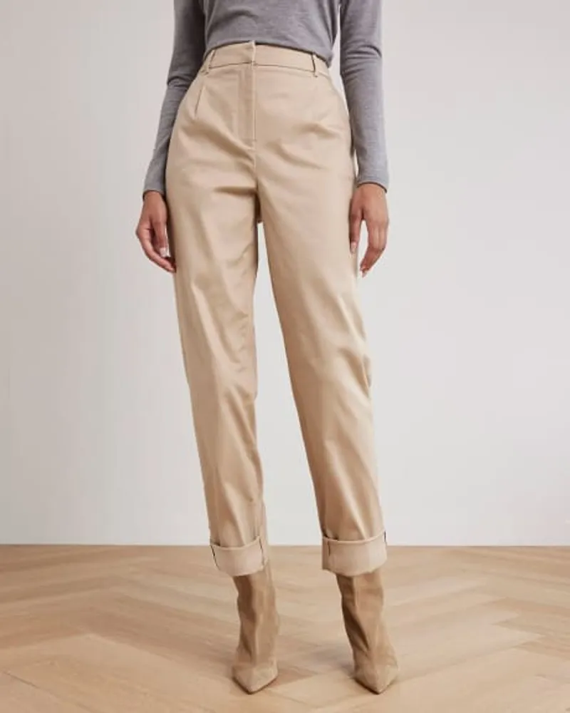 Straight-Leg Mid-Rise Tweed Ankle Pant